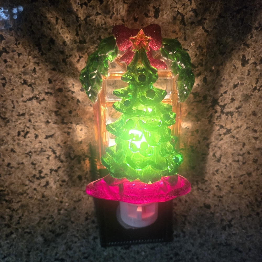 Holiday Tree Night Light with Multicolor Accents
